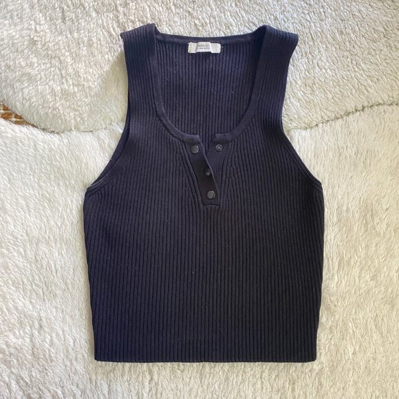 Active USA Black Ribbed Halter Crop Top – Size Small - Picture 2 of 10